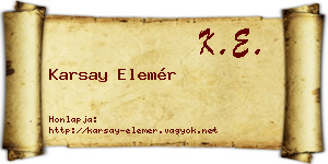 Karsay Elemér névjegykártya